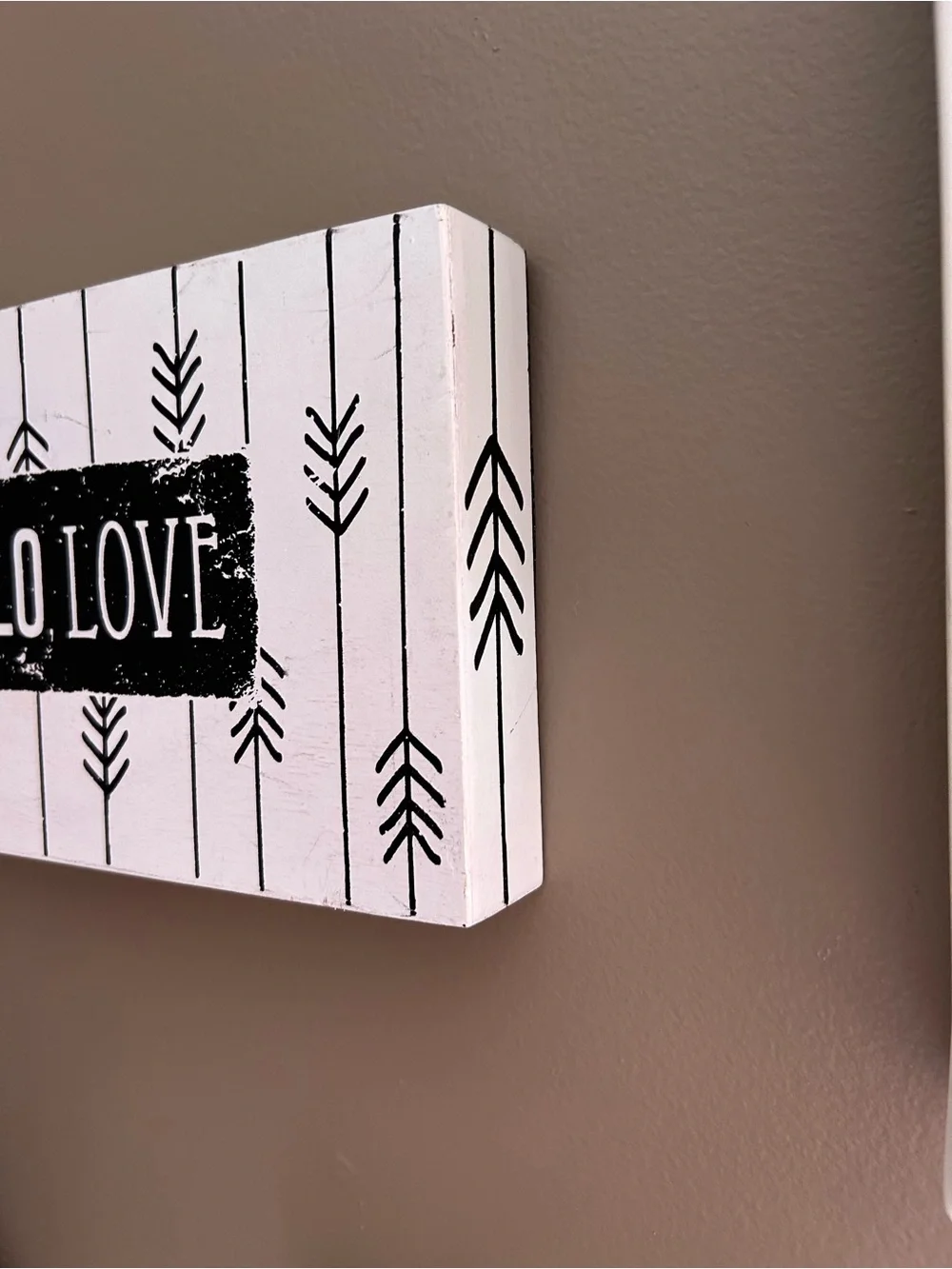 Hello Love Black and White Wall Sign- wall decor- 10inW & 6inH